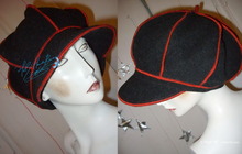Winter Mütze, Balonmütze, 58-62, rot und schwarz Wolle