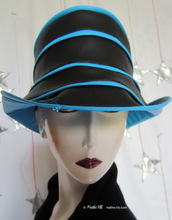 chapeau de pluie noir ébène et bleu turquoise