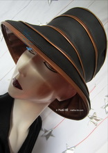 rain hat, -Venitia-, ebony black and bronze gold, XL