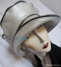 chapeau de pluie gris-perle et noir-pailleté, XL