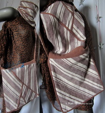 sac bandoulière lin coton sable chocolat, 4 poches intérieures