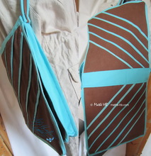 sac bandoulière lin coton turquoise et chocolat 4 pochettes