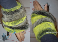 wristbands,  muffs, fake fur, green-flash-yellow 