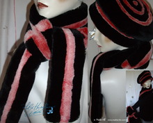 eccentric scarve, red iridescent white and black, winter